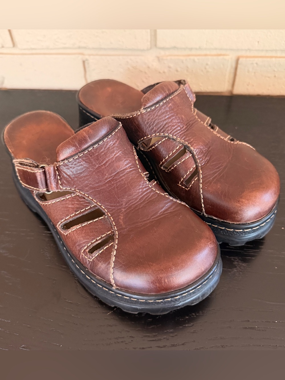 Vintage MIA Clog Platform Chunky Shoes Sandals 90s Y2K Chunky Sole Leather Sz 8